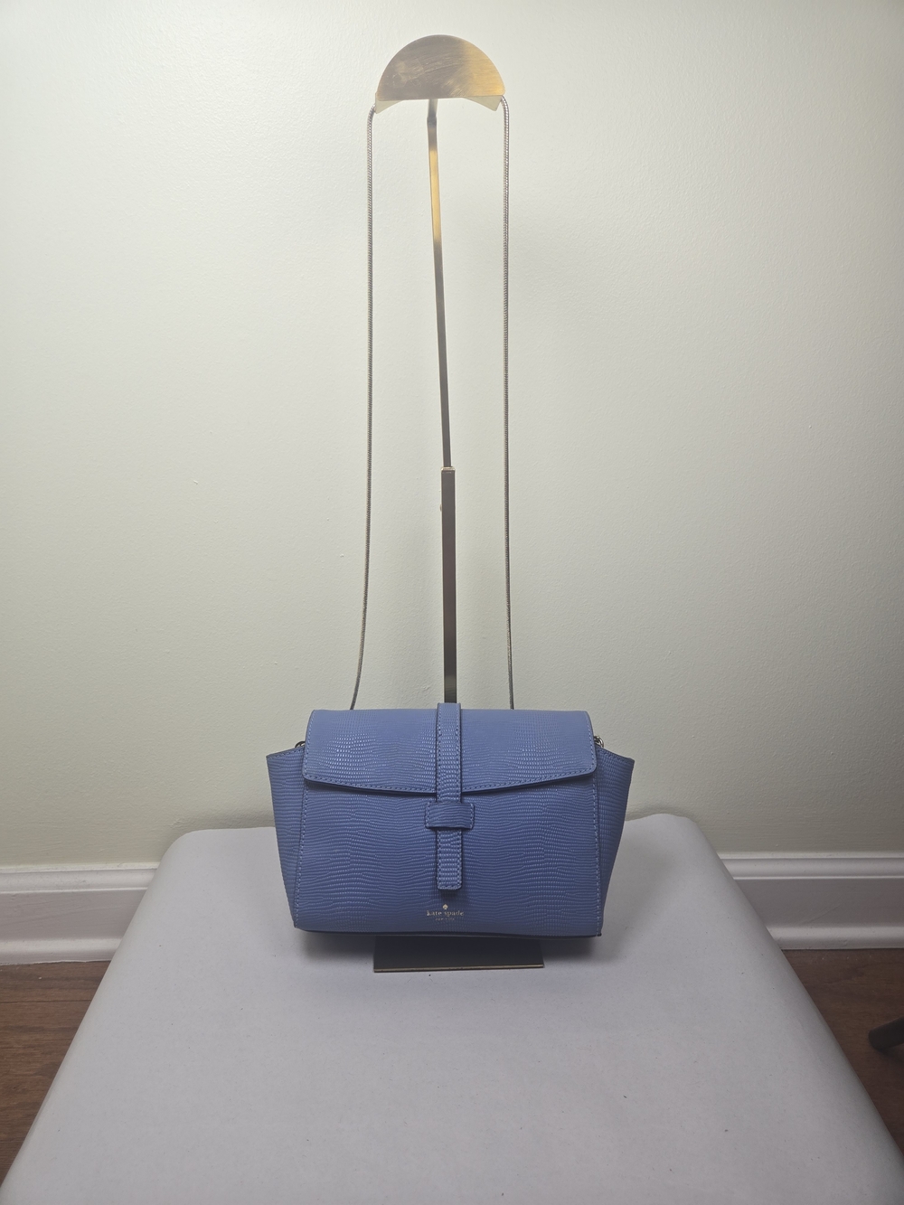 Kate Spade Blue Textured Structured Crossbody Bag
